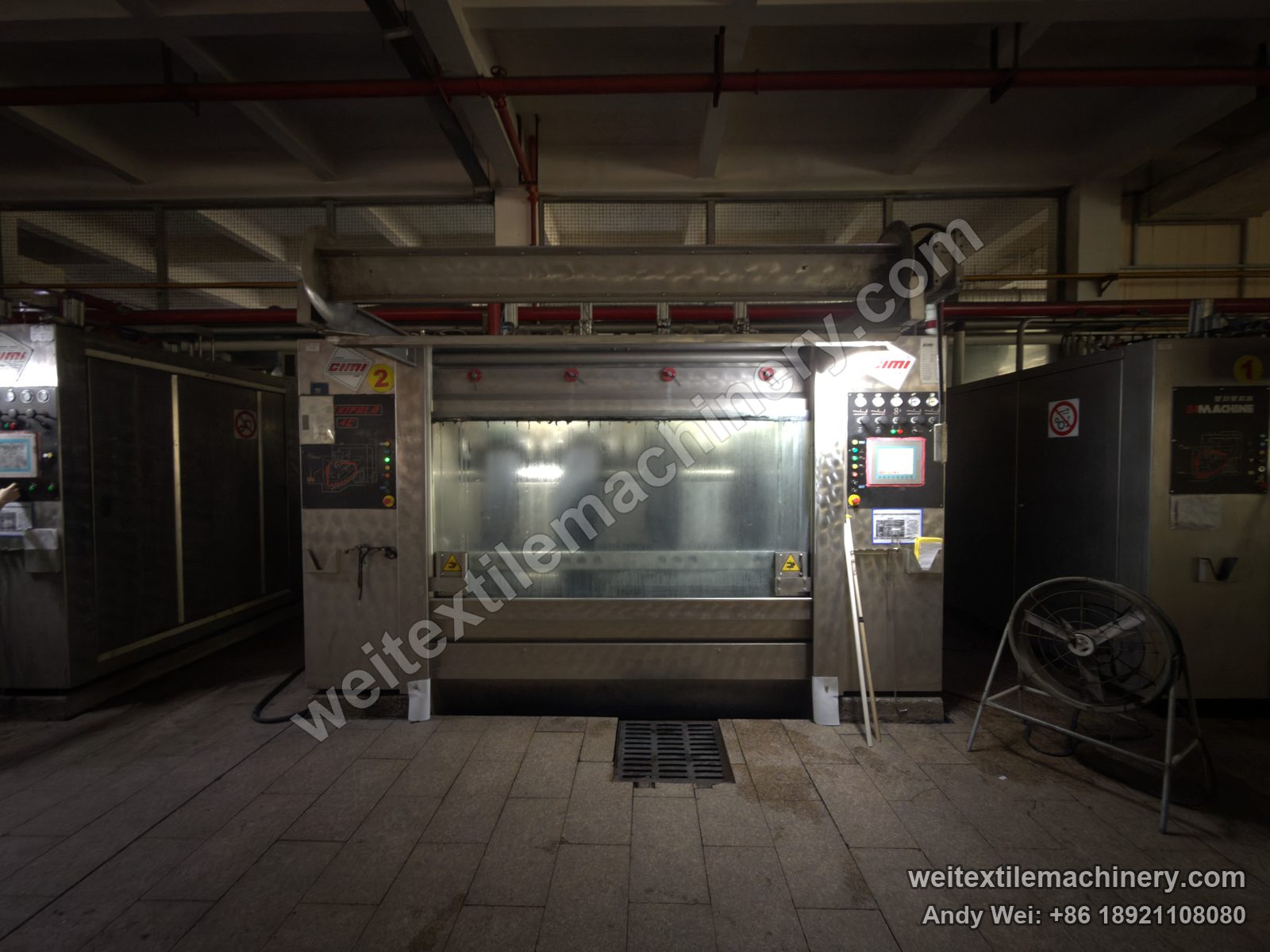 Used CIMI Flexifola 4C rope scouring and milling machine, rear inspection window with glass pane, CIMI plates and button panels on both sides