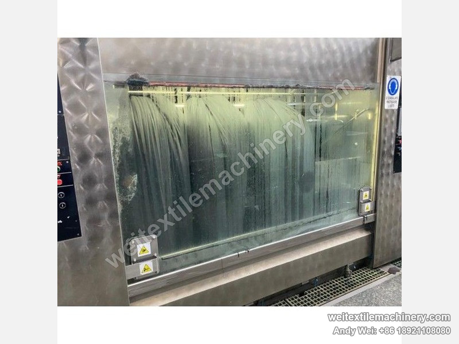 Used CIMI Folatex 4C rope scouring and milling machine, milling chamber behind the window with rope fabric