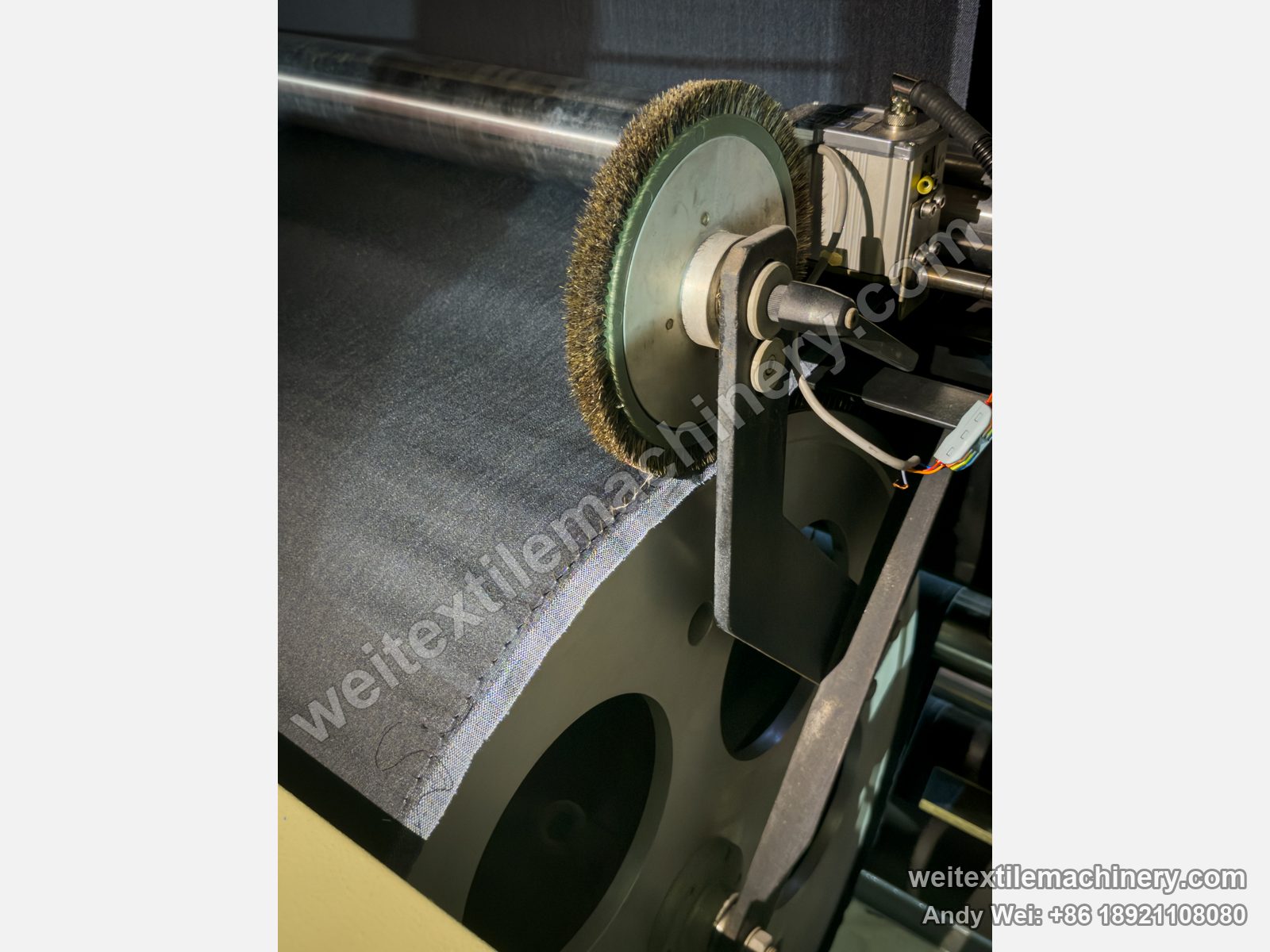 Used Corino Normatex Super-N pin-wheel weft straightener, edge brush wheel and selvedge sensor detail