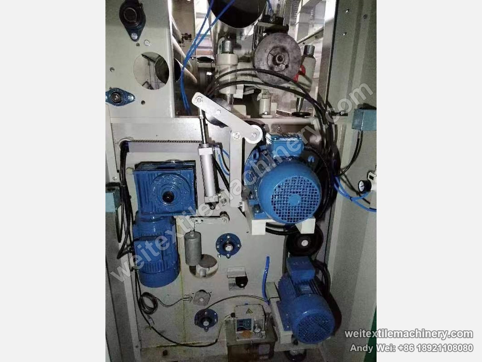 Used Danti Paolo DP7 shearing machine, cutter drive compartment with motor, gearbox and pneumatic cylinder