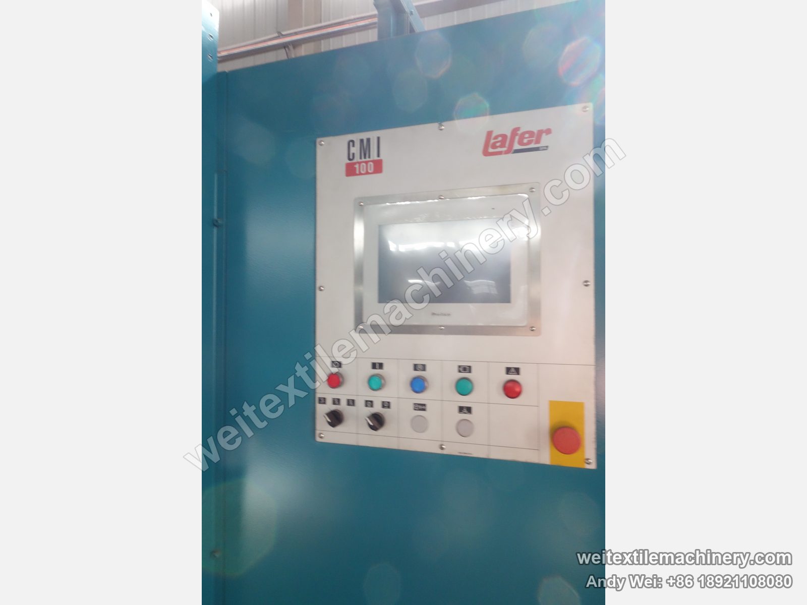 Used Lafer CMS2 shearing machine, control panel with touch screen and buttons