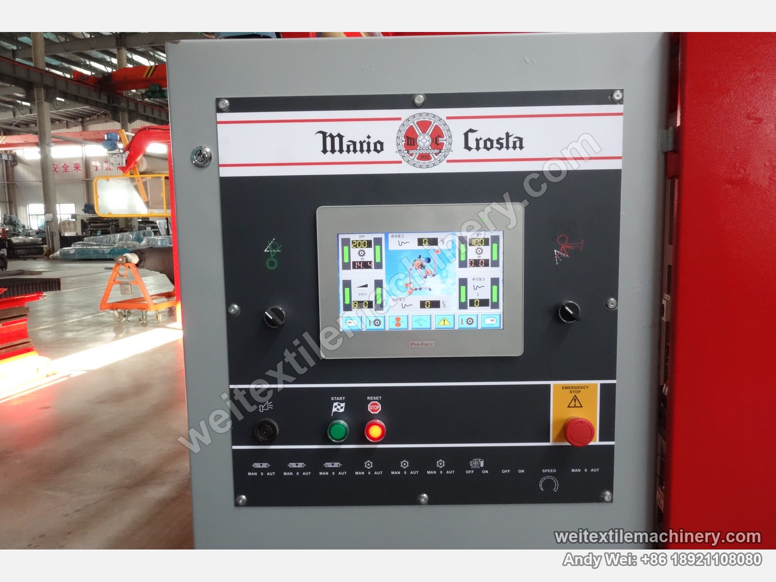 Used Mario Crosta SSC/a shearing machine, Mario Crosta touch-screen panel with tension and speed parameters