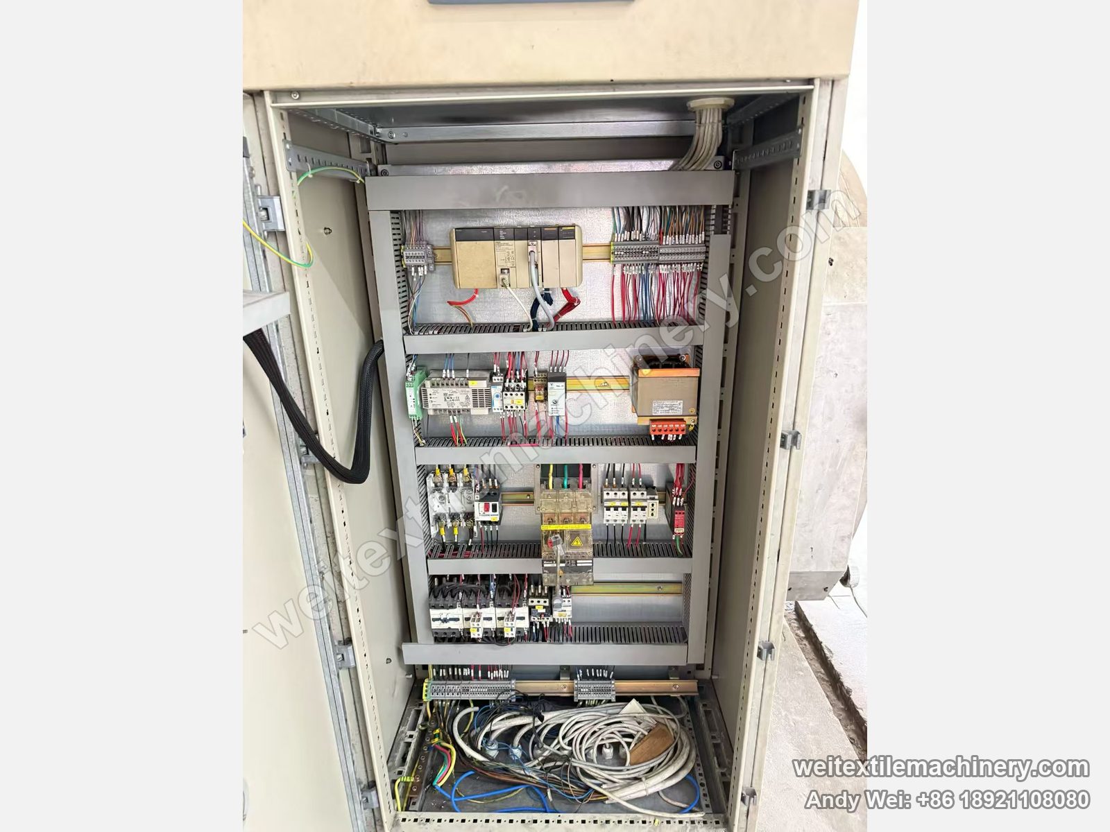 Used Obem VFPV vacuum yarn steaming autoclave, electrical cabinet with PLC, contactors, transformer and terminal rows