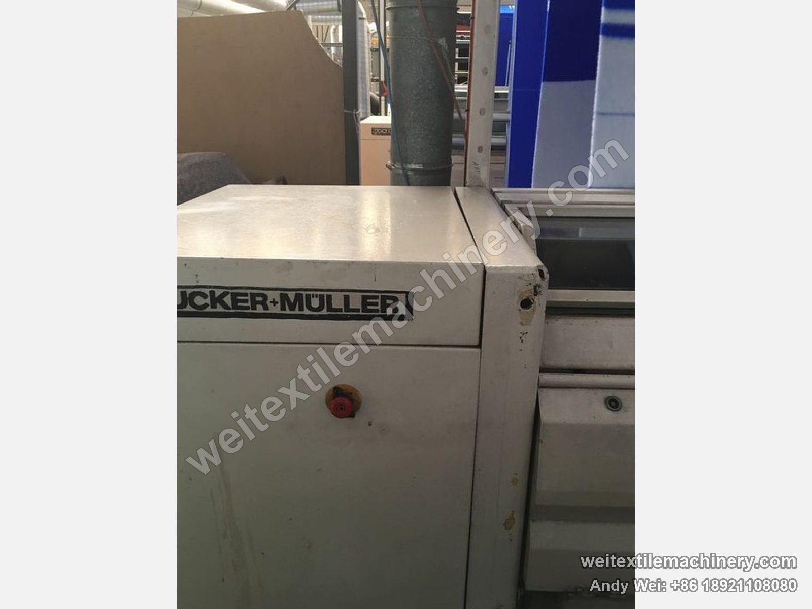 Used Sucker Müller Policut PPC-2 combined polishing and shearing machine, SUCKER+MÜLLER plate on the housing with emergency stop