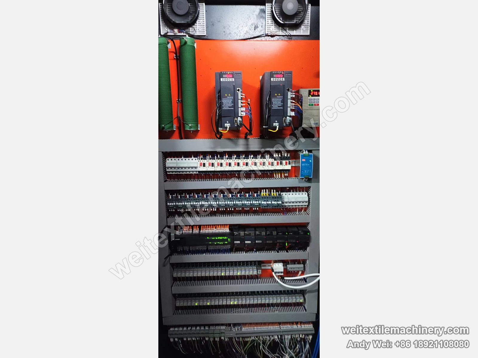 Used TMT PF 2000 NEW 1293 kier decatizing machine, electrical cabinet with two drives, braking resistors, breaker rows and PLC