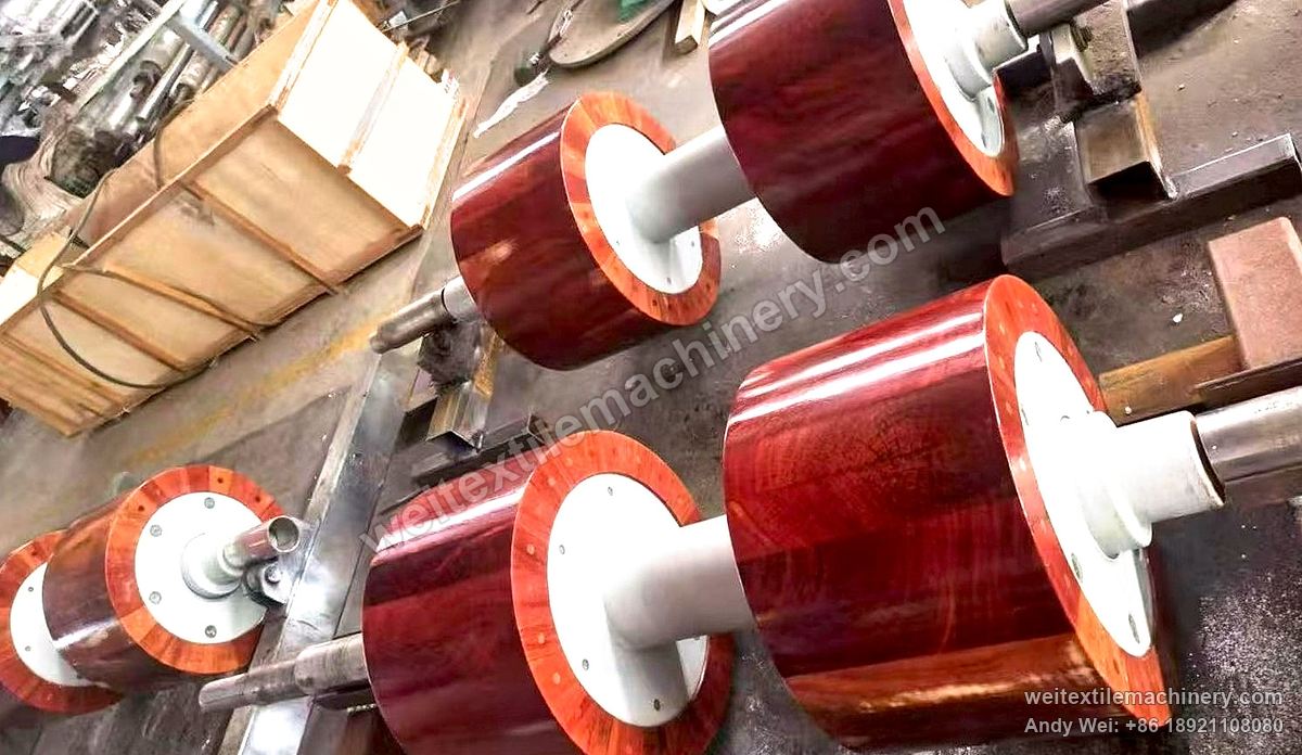 QL WPF-MG Wooden Milling Rollers, full view, several rollers side by side