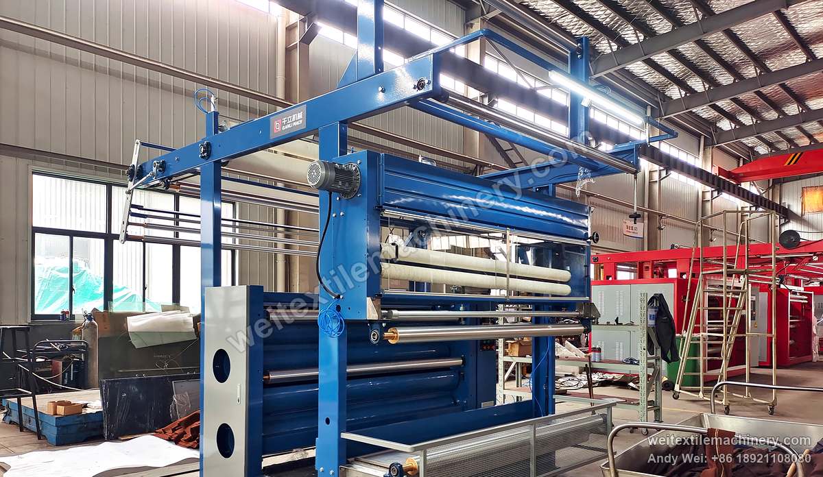 QL WPF-SM Vertical Brushing Machine, full view, with steam box