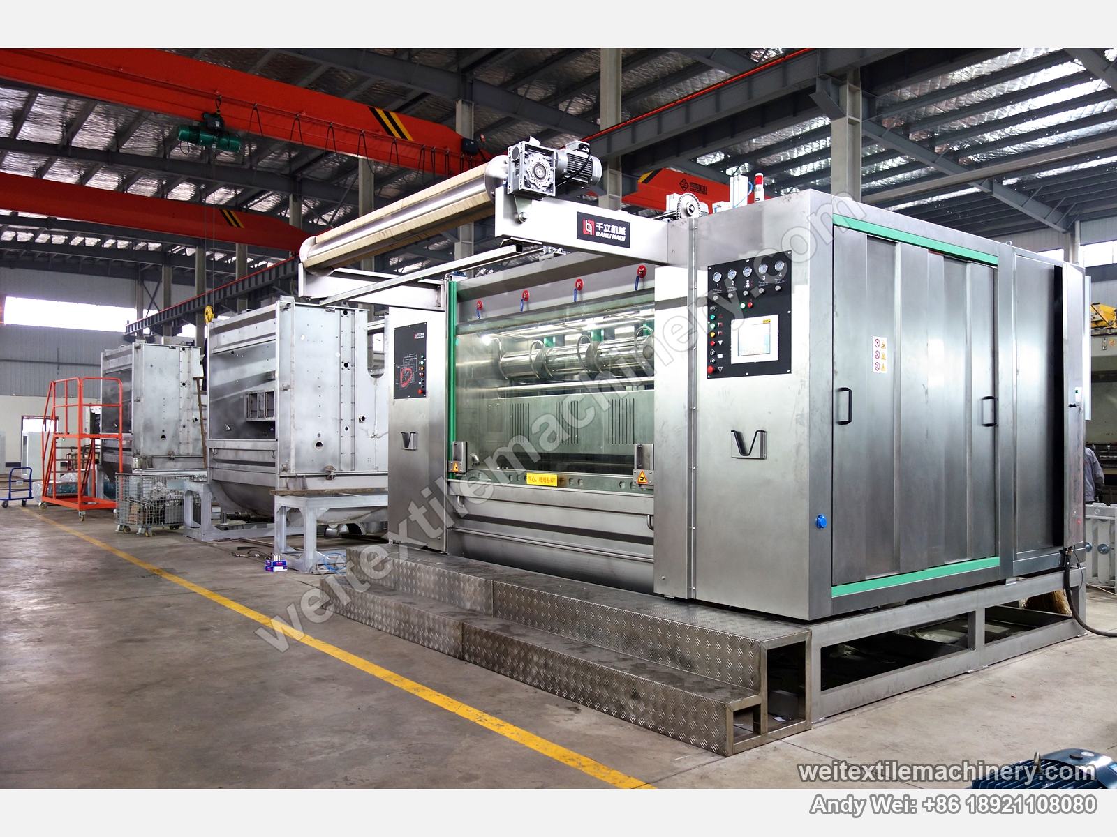 QL WPF-4XS Four-Channel Wool Scouring and Milling Machine, front view, rollers visible through the window