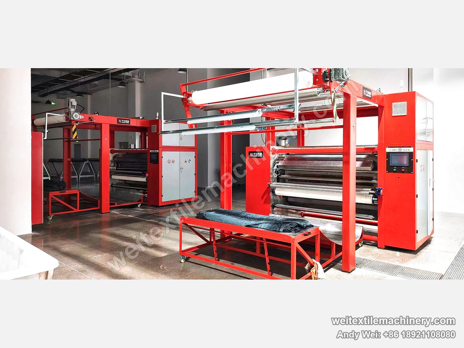 QL WPF-CG Teasel Raising Machine, full view, single-drum version, two units side by side