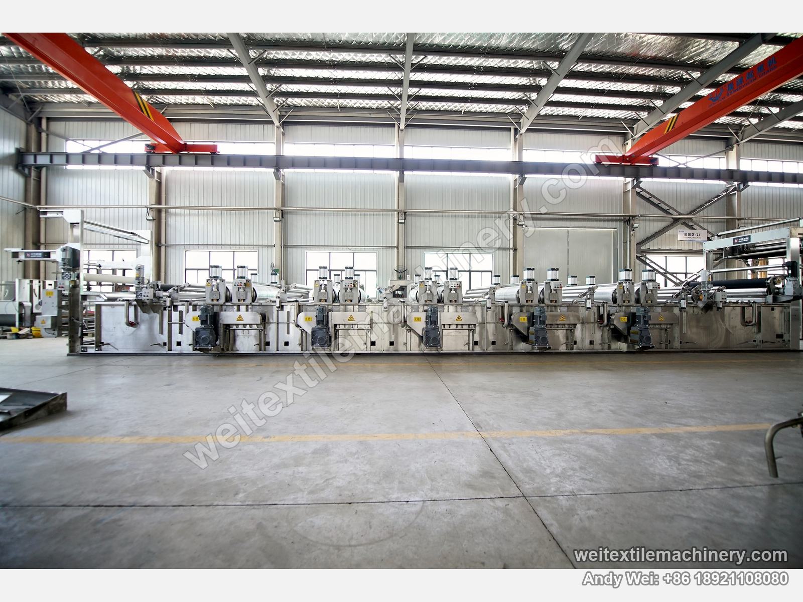 QL WPF-LXZH Continuous Crabbing and Drying Line, side view, paired air cylinders on each unit