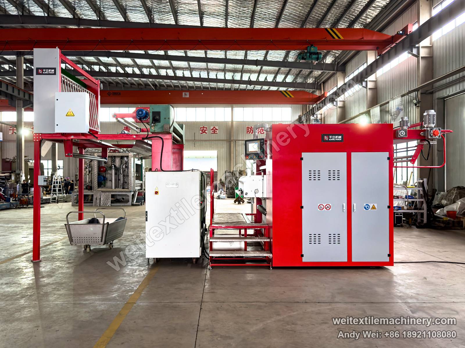 QL WPF-LXZN Continuous Decatizing Machine, front view, touchscreen control panel